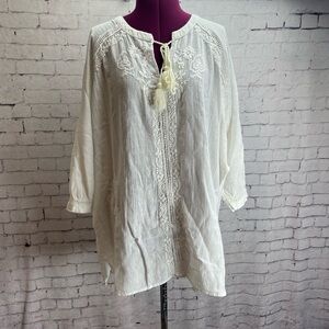 Rachel Zoe size small creamy white gauze loose fit blouse